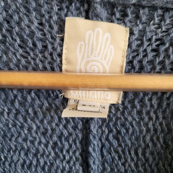 AMANO CHUNKY KNIT Dusty BLUE WOOL CARDIGAN BUTTON SIZE S/M - Picture 11 of 13